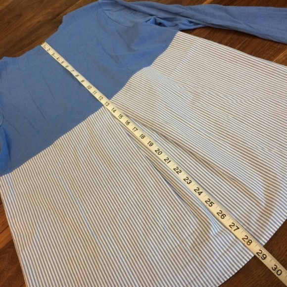 J. Jill Blue and White Color Block & Stripe Blouse - Picture 5 of 6